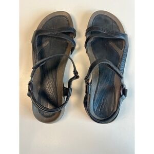 Teva Carrillo Sandals Women's 8.5 Blk Lather‎ Strappy Adjustable Casual Comfort